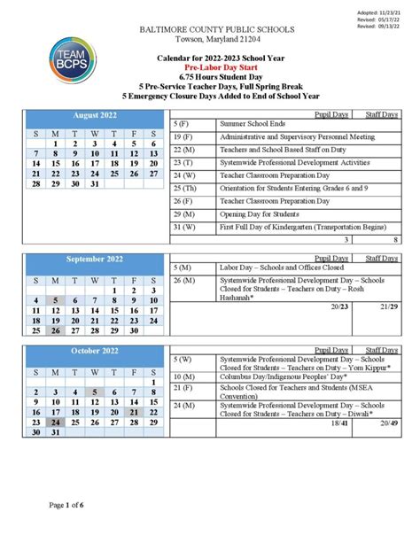 baltimore county school system calendar