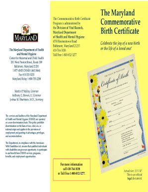 baltimore maryland birth certificate request
