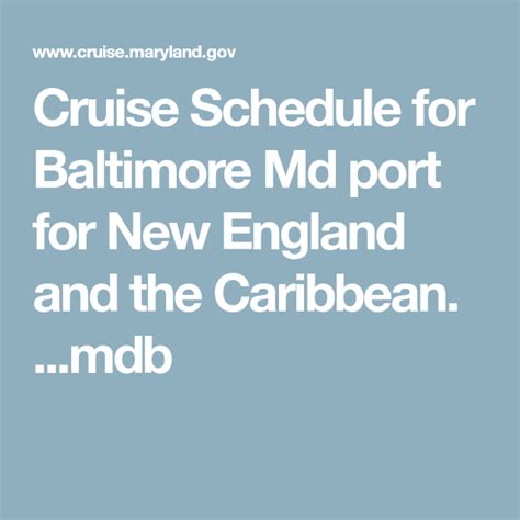 baltimore md cruise schedule