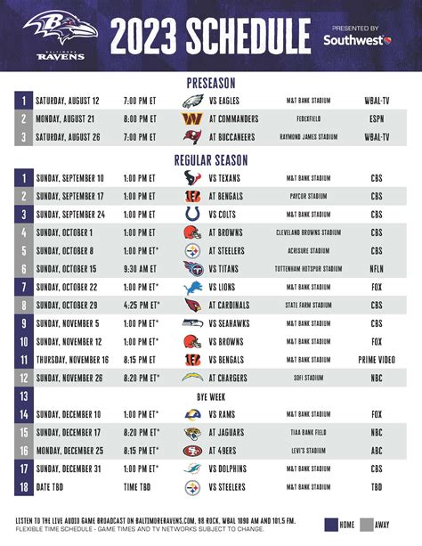 baltimore ravens full schedule 2023