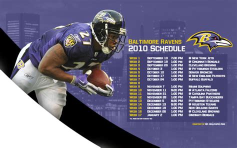 baltimore ravens schedule 2010