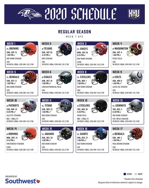 baltimore ravens schedule 2020