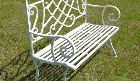 Banc De Jardin Ancien En Fer Forge Style Rétro Coloris Blanc Antique