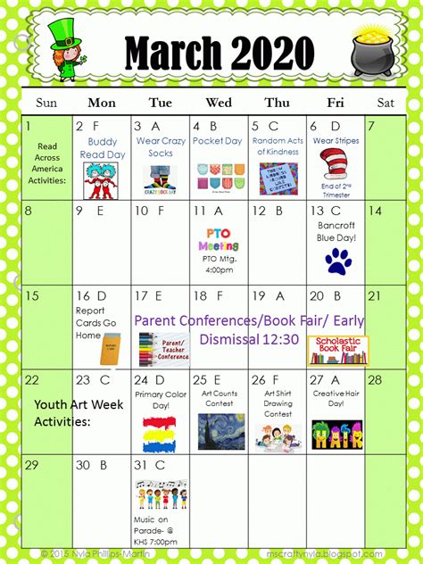 School Calendar Bancroft Elementary School