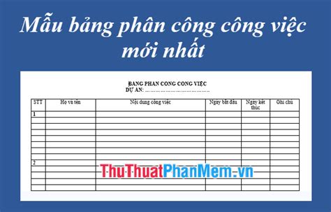 bang phan cong cong viec
