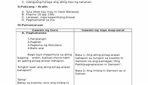 Banghay Aralin Sa Filipino 10 1.1