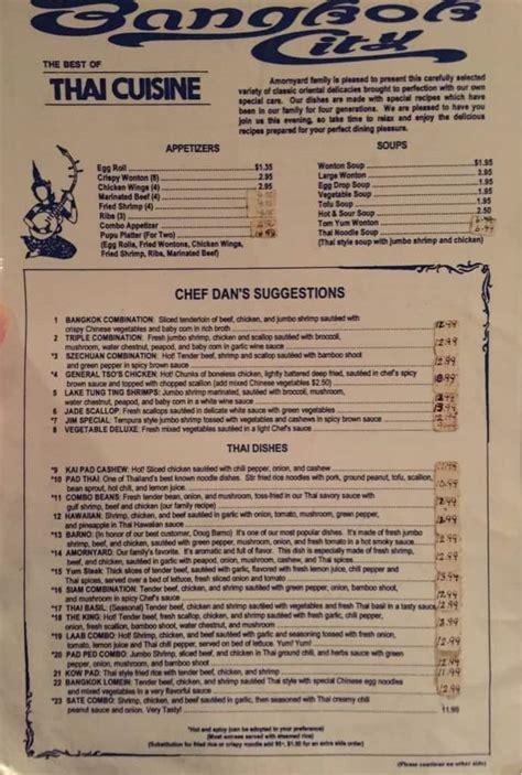 bangkok city restaurant menu
