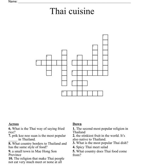bangkok cuisine crossword clue