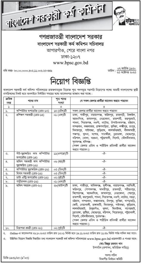 bangladesh public service commission circular