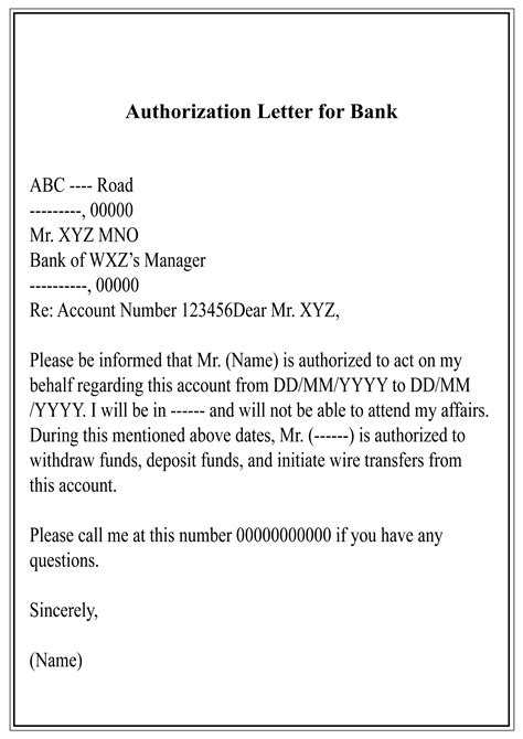 How To Write Authorization Letter To Bank digitalsafety