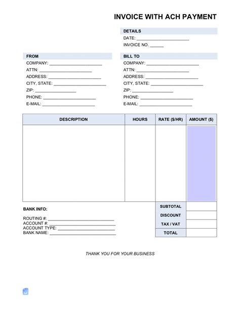 Bank Transfer Invoice Template