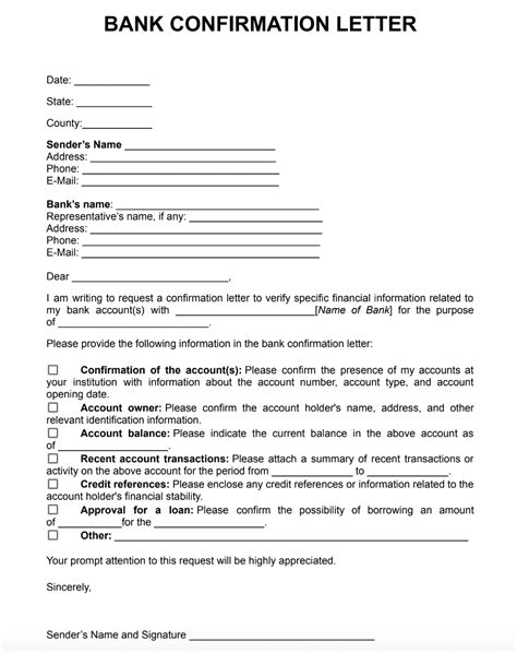 Bank Confirmation Audit Request Template