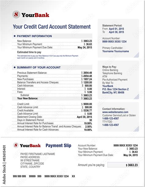bank login credit card statement