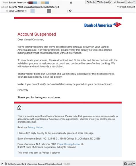 bank of america email