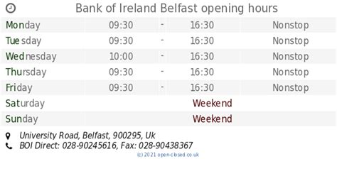 bank of ireland belfast opening times