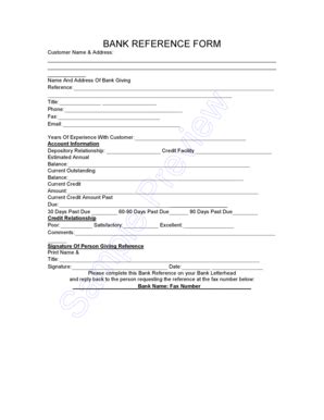 bank reference request form template