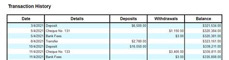 bank statement in excel formula