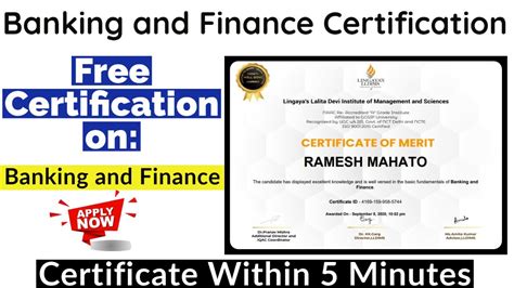 banking and finance certification