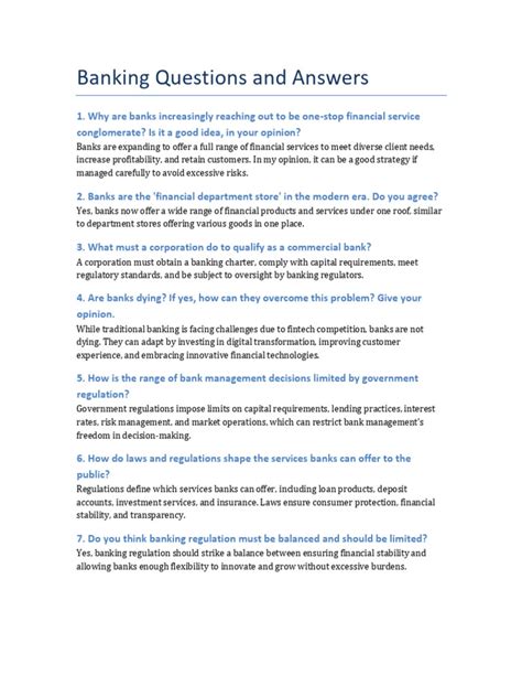 Banking Quiz Questions And Answers Pdf