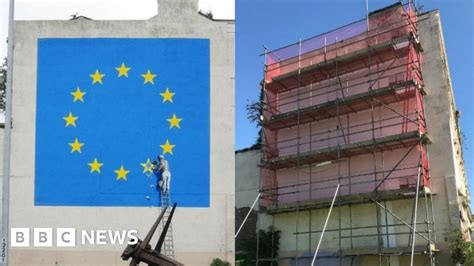 banksy brexit mural scaffolding