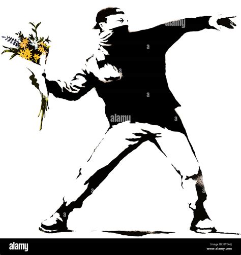banksy guy throwing flowers