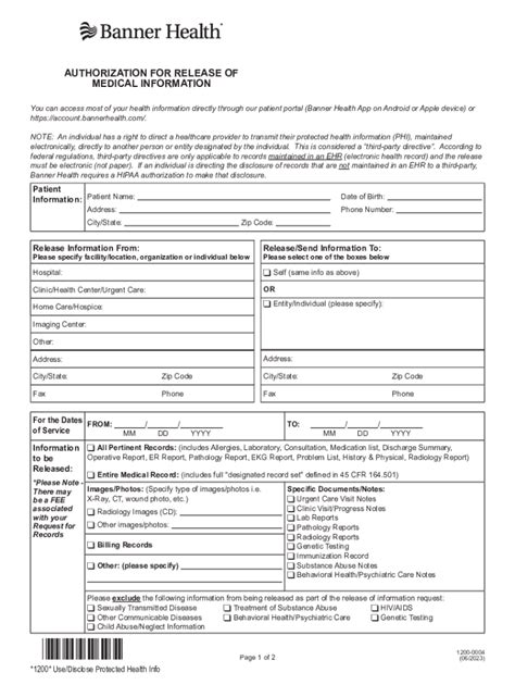 Banner Medical Forms