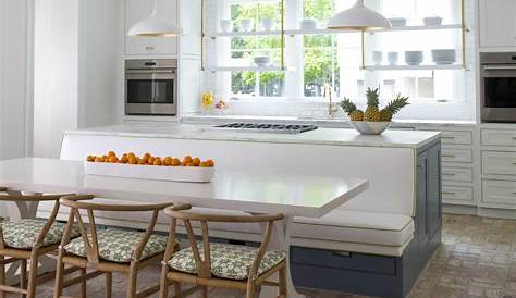 Banquette Against Kitchen Island This Saves Space In A Narrow Interior By