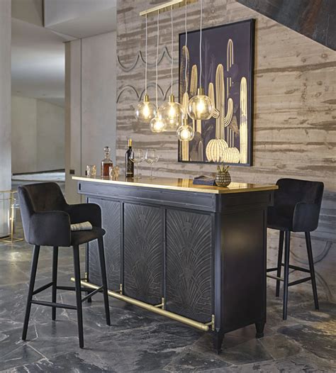 Bar Comptoir Maison Du Monde Charcoal Grey 4 Drawers Bar Unit Industrial Style - Grey - Wood - Maisons Du Monde