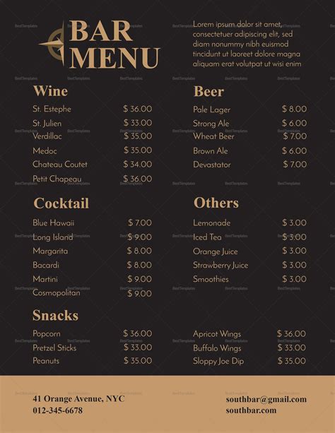 Cocktail Menu Menu design template, Cocktail menu, Cocktail bar design