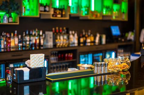 bar counter at night