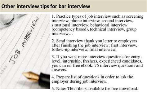 bar format interview questions and answers