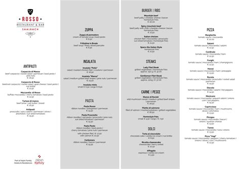 Bar Rosso Drink Menu