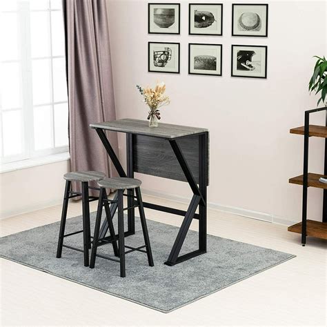Bar Table With Foldable Stools