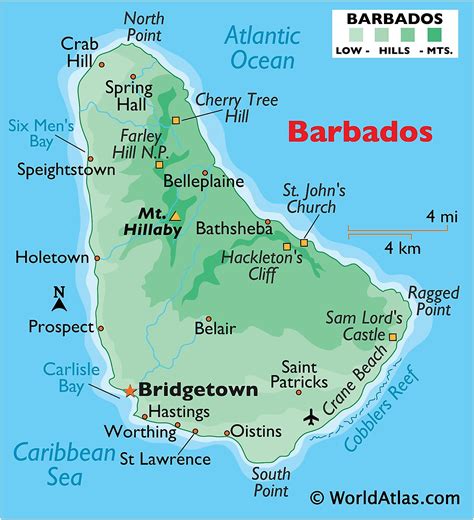 Landkarte Barbados (Touristische Karte) Karten und