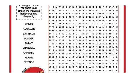 Original and fun BBQ party word search puzzle...