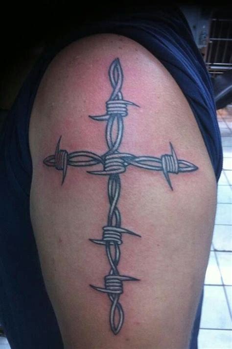 Awasome Barbed Wire Cross Tattoo Design 2023