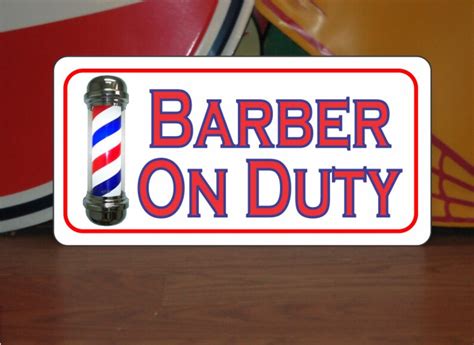 Barber on Duty W/ Barber Pole Metal Sign for Shop Window or Etsy