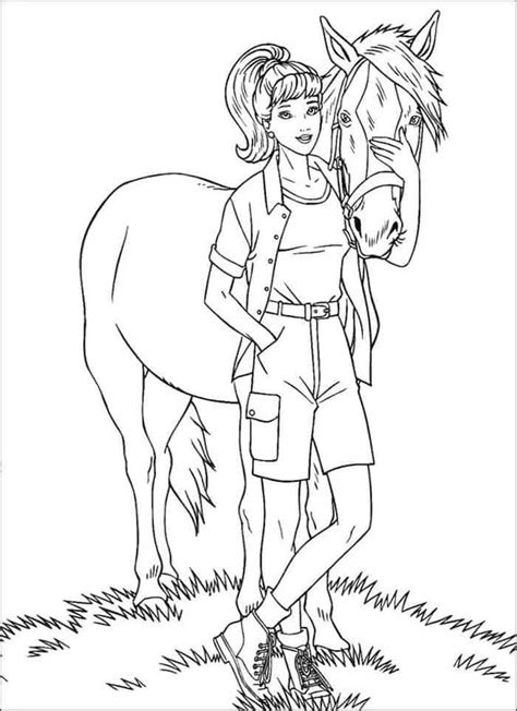 barbie and horse coloring pages for girls