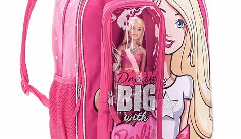 Barbie School Backpack Book 16" Large Bag -Pink Flowers w/Water Bottle