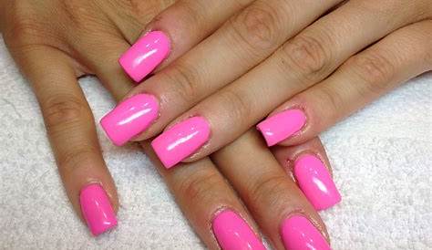 Barbie Pink Nails With Glitter Neon Acrylic