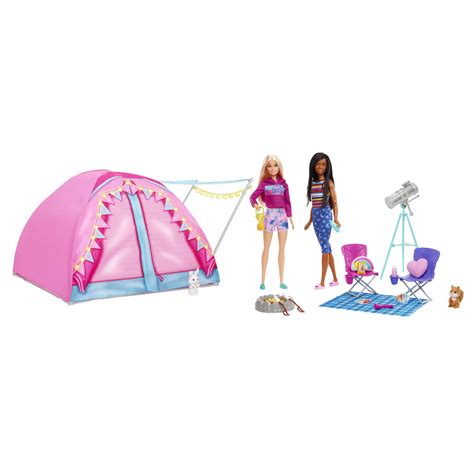 barbie let's go camping tent playset