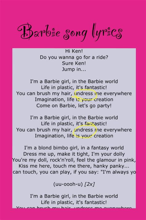 barbie song and lyrics