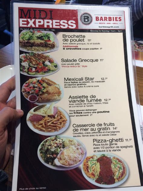 barbies resto bar grill menu