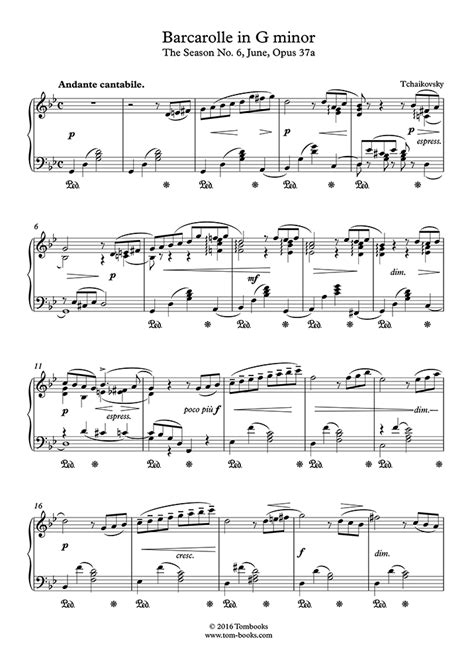 barcarolle tchaikovsky piano