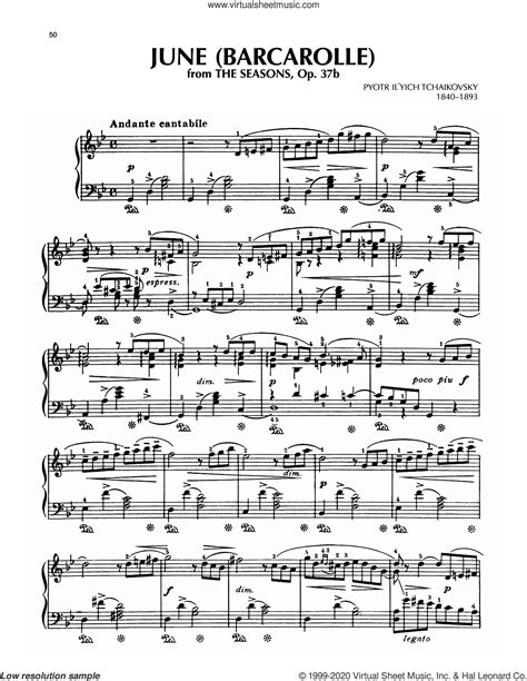 barcarolle tchaikovsky piano sheet music