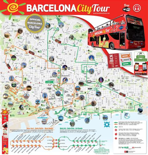 barcelona spain hop on hop off bus tour map