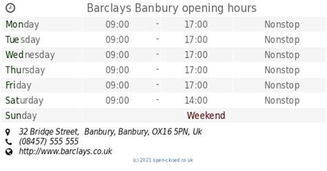 barclays bank banbury opening hours