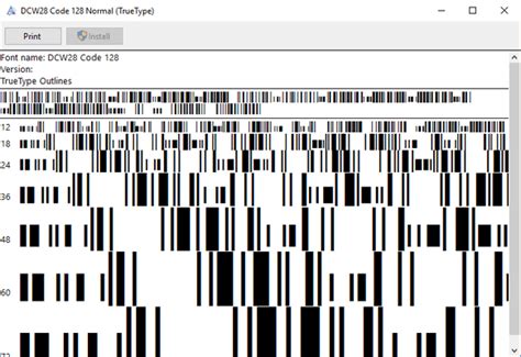 barcode font 128 for windows 10