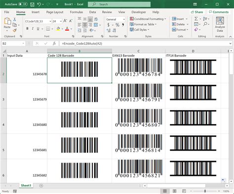 barcode font for excel 2016