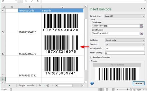 barcode generator excel 2013
